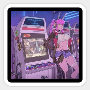 Anime cyberpunk arcade girl Sticker